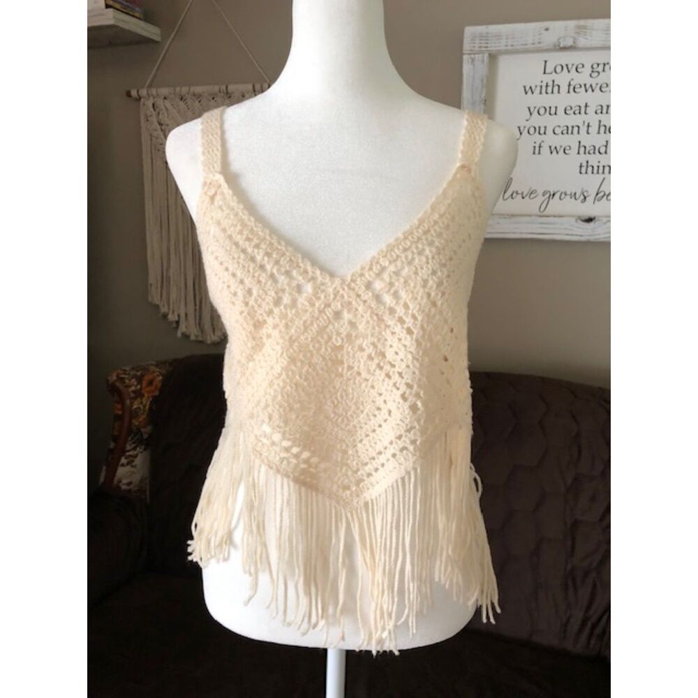 Bohemian Crocheted Retro Top with Western Fringe